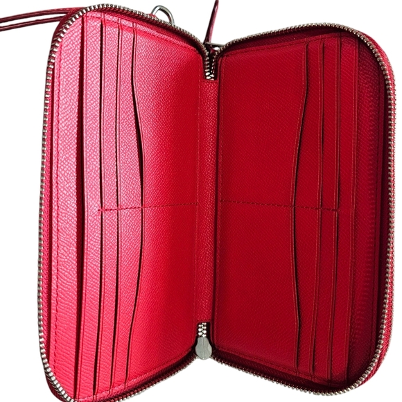 Coach Red Leather Wallet/Wristlet Dual Zipper With Coin Slot, Awesome Condition! - Picture 6 of 12